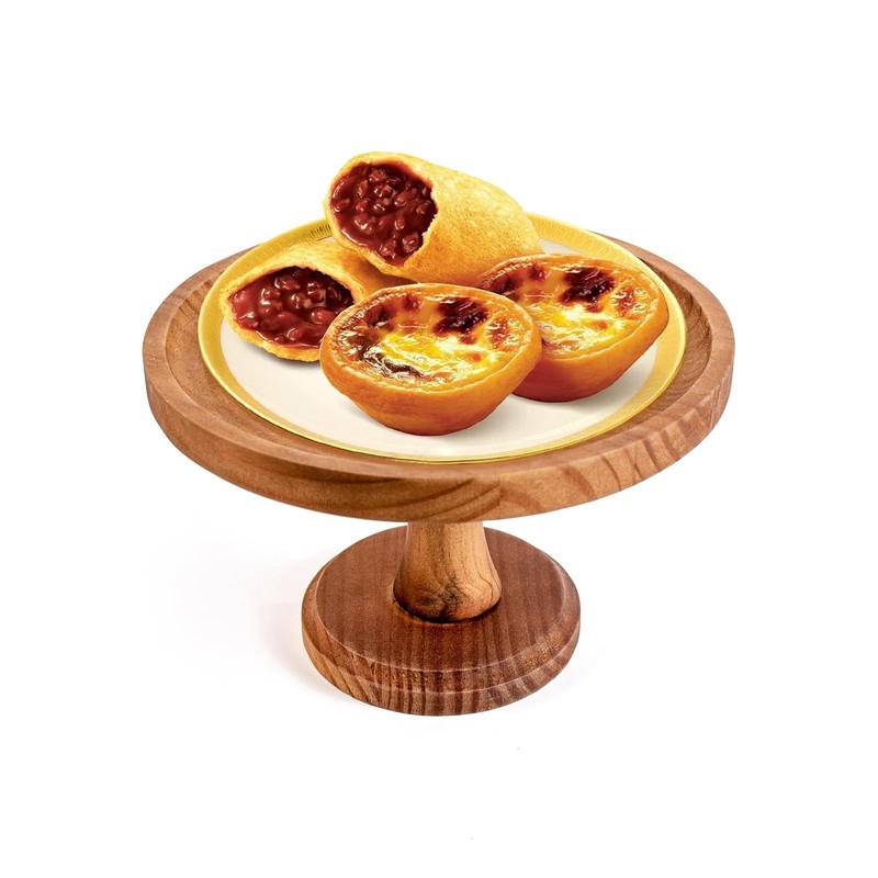Rustic Round Wood Cake Stands, Brown Cupcake Pedestal Stand 9 Inch Dessert Di... gallery