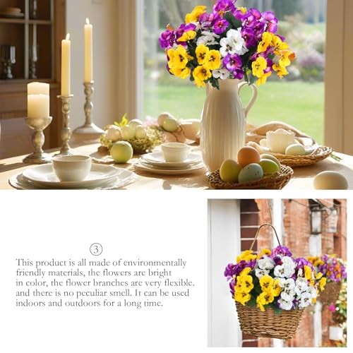 Bundles Artificial Flowers Outdoor UV Resistant 12 Yellow, White, Purple gallery