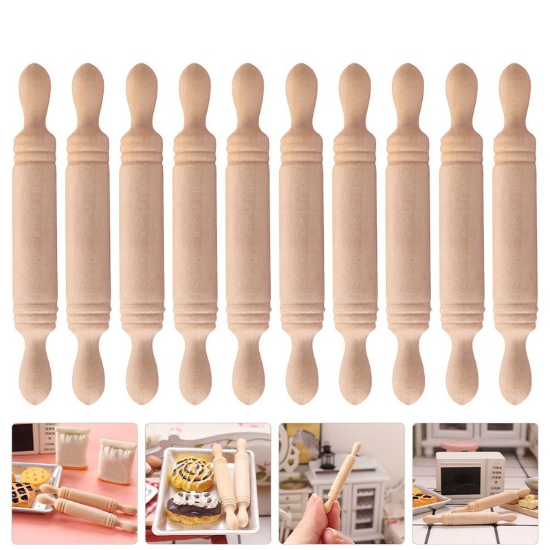 12Pcs Mini Rolling Pin Mini House Rolling Pin Prop simulation kitchen toy