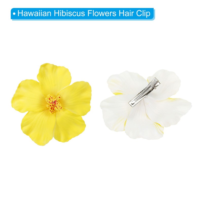 10Pcs Hawaiian Hibiscus Flowers Foam Artificial Flowers Hair Clip Yellow gallery