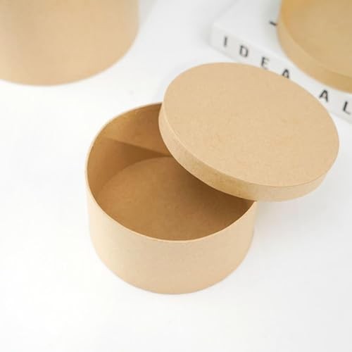 Short and Round Paper Mache Boxes with Lids () - Brown 16.50X16.50X9.50CM gallery