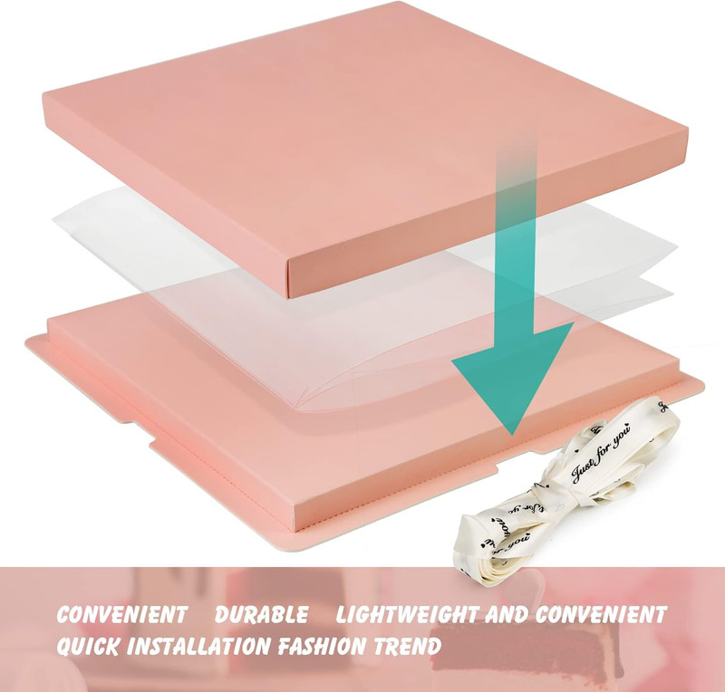 4 Pack Clear Cake Box Carrier 10" X 10" X 9" Cake Packaging Container with Ribbo gallery