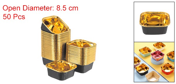 50 Pcs Cupcake Liners, Single-sided Aluminum Foil, Black (Square) gallery