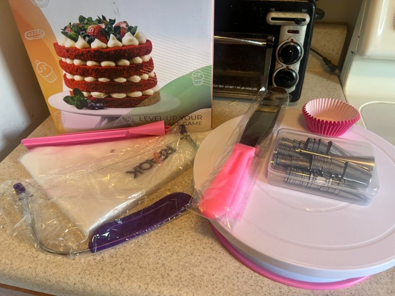 Complete 90PC Cake Decorating Kit with Turntable & 24 Icing Tips - Blue Elegance gallery
