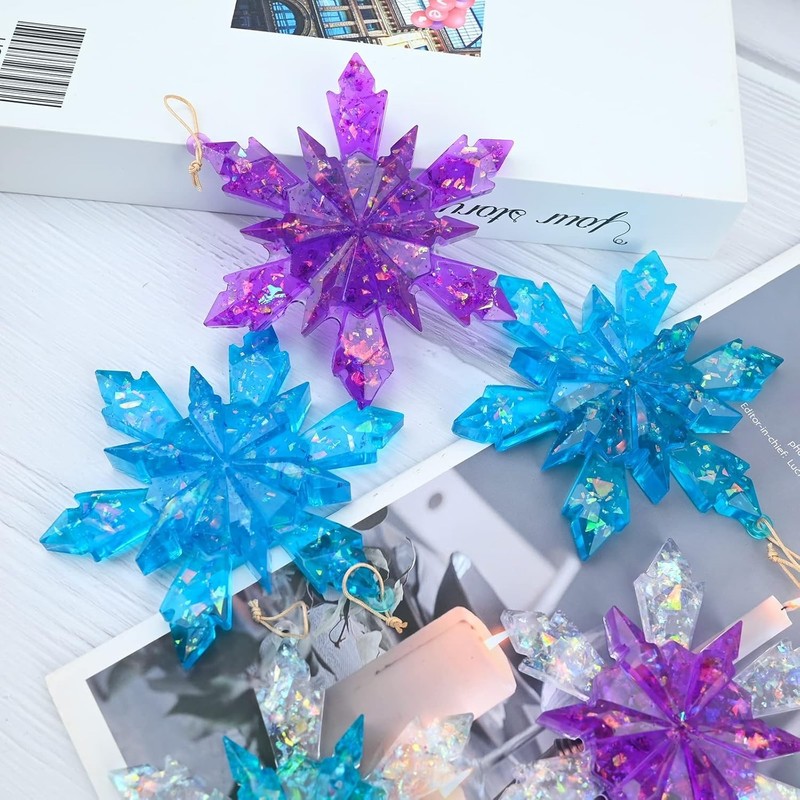 Durable 3D Snowflake Silicone Molds - 5 Pack for Unique Christmas Decorations gallery