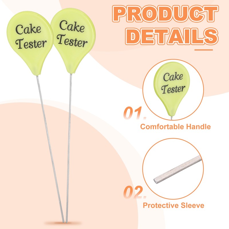 For cake tester, 2 packs yellow stainless steel skewers with handles gallery