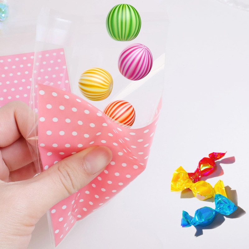 Self Sealing Bowknot Pattern Candy Bags 300 PCS Pink Cookie Self Adhesive gallery