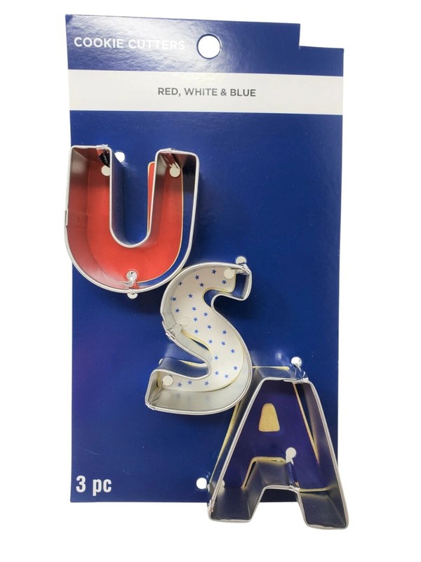 Red, White & Blue Set of 2 Metal Cookie Cutters- New – USA