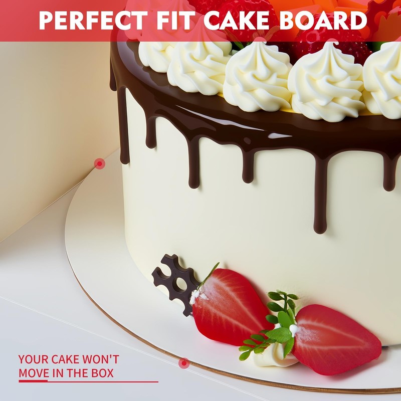 5 Pack Cake Boxes, 10x10x5 Inches Cake Boxes with Boards, White Square Bakery... gallery