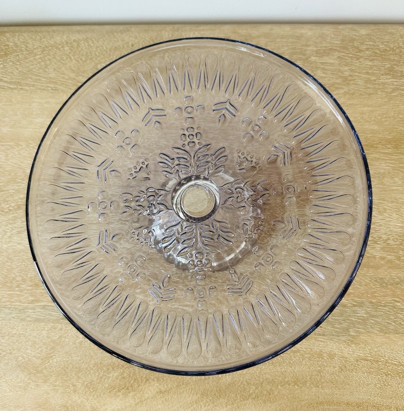 Vintage Glass Cake Stand Pressed Glass Lavender Tint 9” gallery