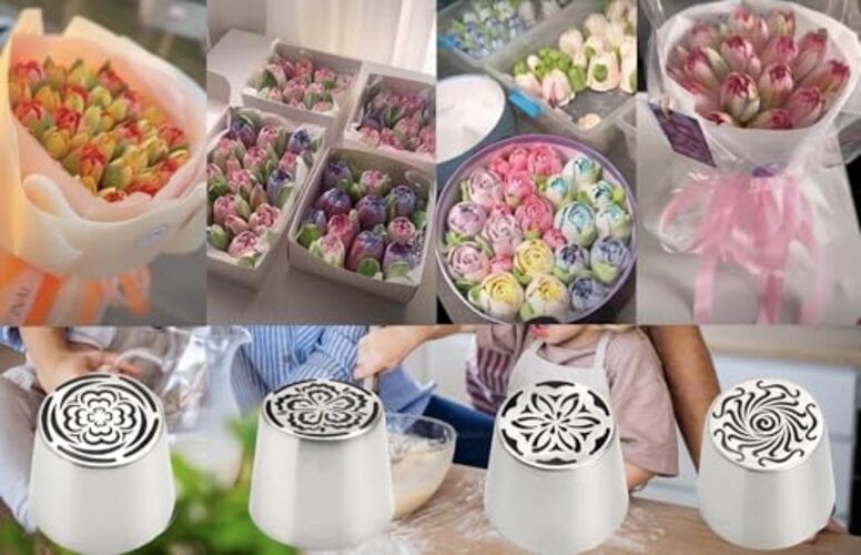 4pcs Russian Piping Tips Set Extra Large Stainless Steel Flower Icing Nozzles gallery