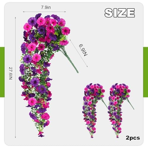 Fake Artificial Hanging Morning Glory Flowers for Purple and Dark Purple gallery
