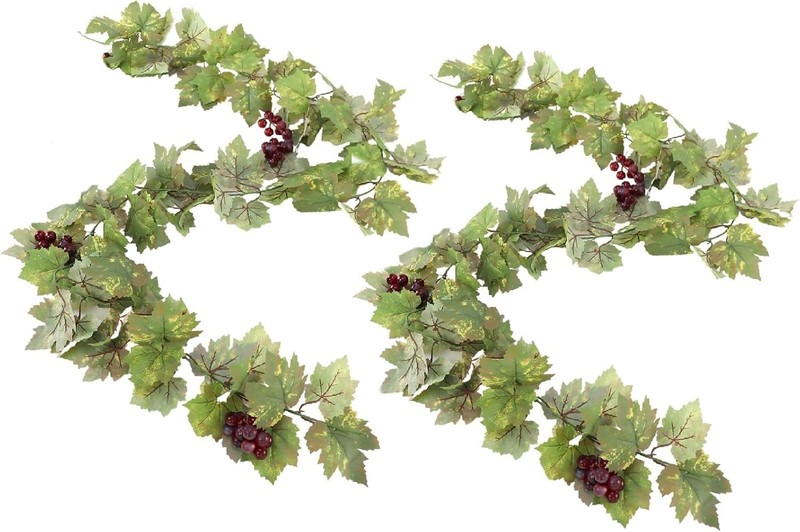 2PCS Artificial Grape Vines with Fruits, Greenery Leaf Garland Plant, 6