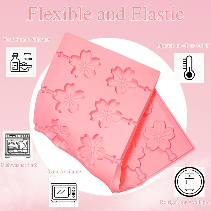 3 PCS Lollipop Mold Kit 36 Capacity Pink Silicone Candy Molds + 100 Sticks gallery