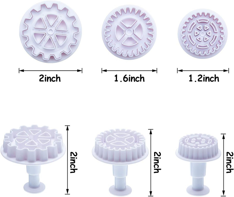 Boao 6 Pieces Gear Cookie Cutters Steampunk Fondant Molds Cogs Mold Clock Wheel gallery