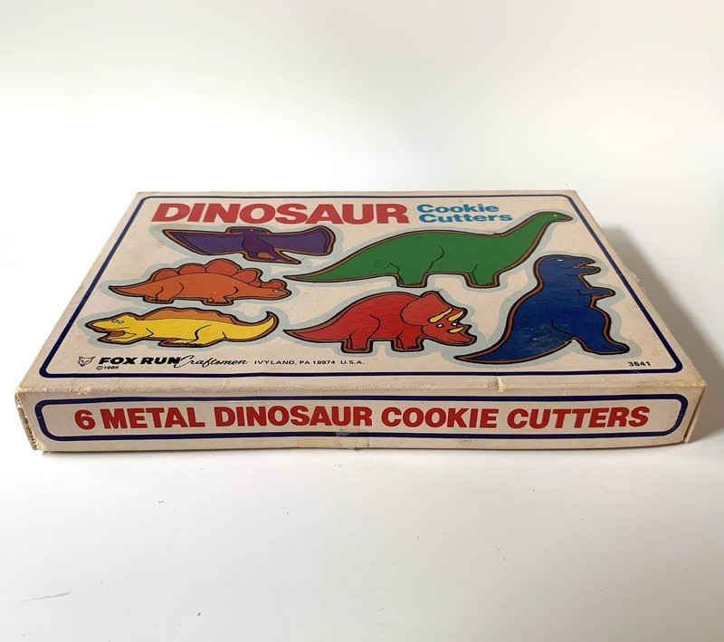 Vintage 1985 Dinosaur Metal Cookie Cutters Set of 6 Made in USA Fox Run gallery