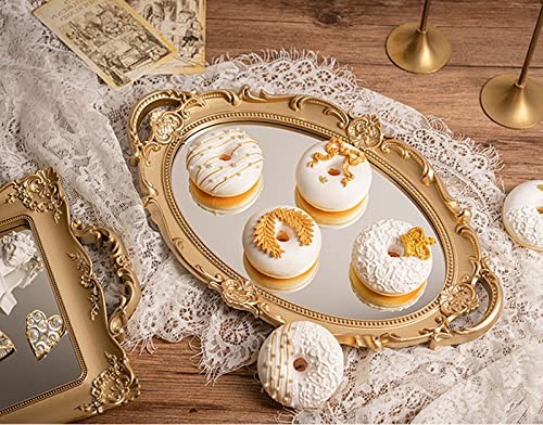 Sooyee Decorative Gold Mirror Tray with Handle for 14" x 9.8" x 1.1", gallery