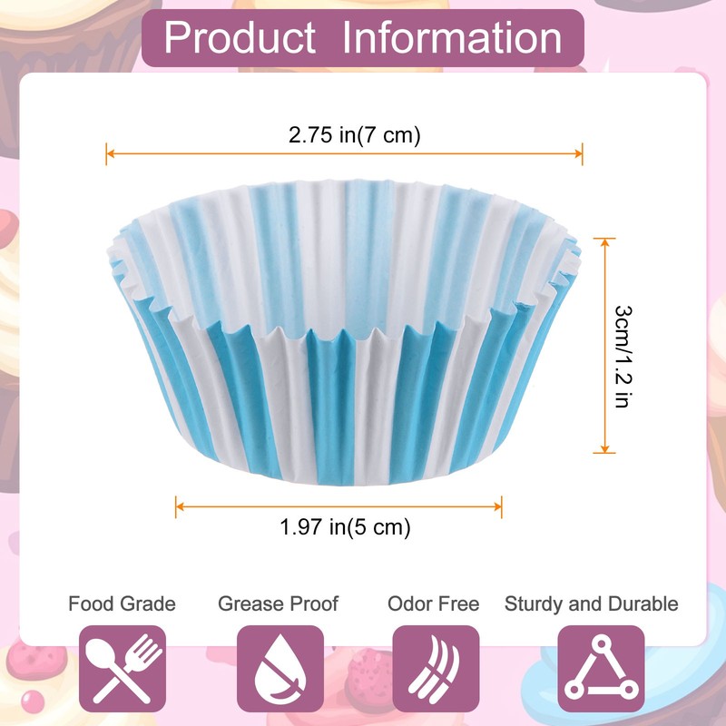 200 Packs for Blue Cupcake Strips, Paper Molds for and Sweets gallery