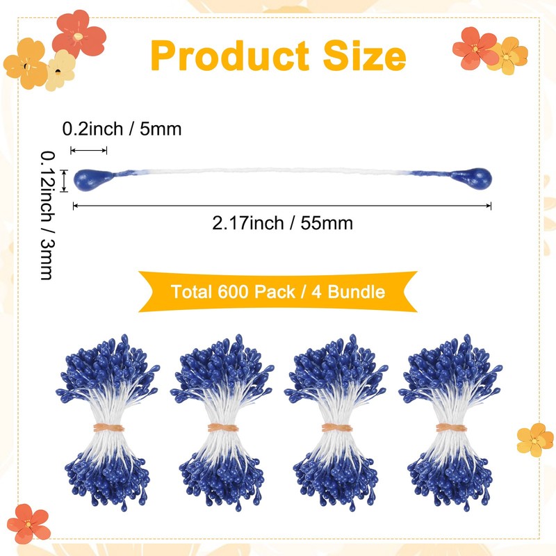 600-Pack 5mm Artificial Pearl Flower Stamens for DIY Crafts[Navy Blue] gallery