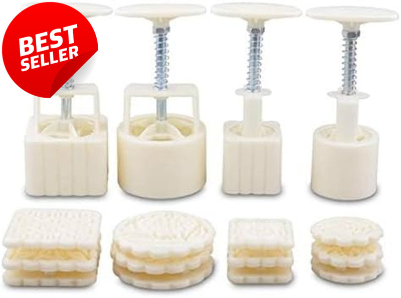 12Pcs Mooncake Mold Set DIY Fondant Cake Press Tool 4 Styles - US gallery