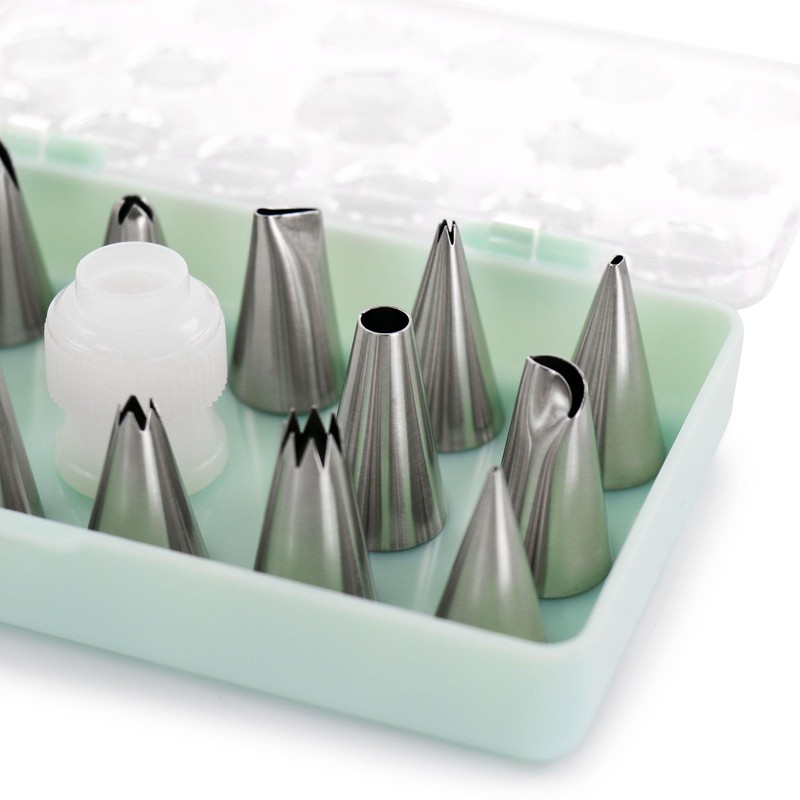 16-Piece Stainless Steel Assorted Cake Decorating Nozzles, Mint gallery
