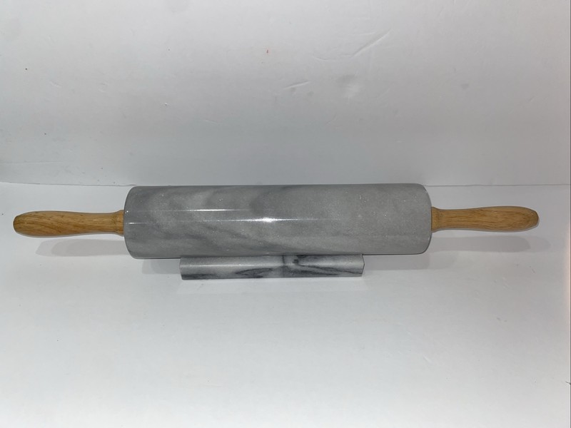 Vtg Marble Gray and White 6.5 Cradle Board and Matching 18" Rolling Pin Set EUC gallery
