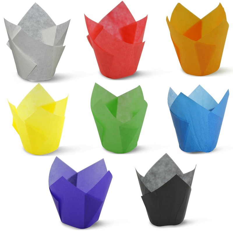 200pcs Rainbow Tulip Baking Cups, Tulip Liners, Muffin Liners, Parchment Pape…