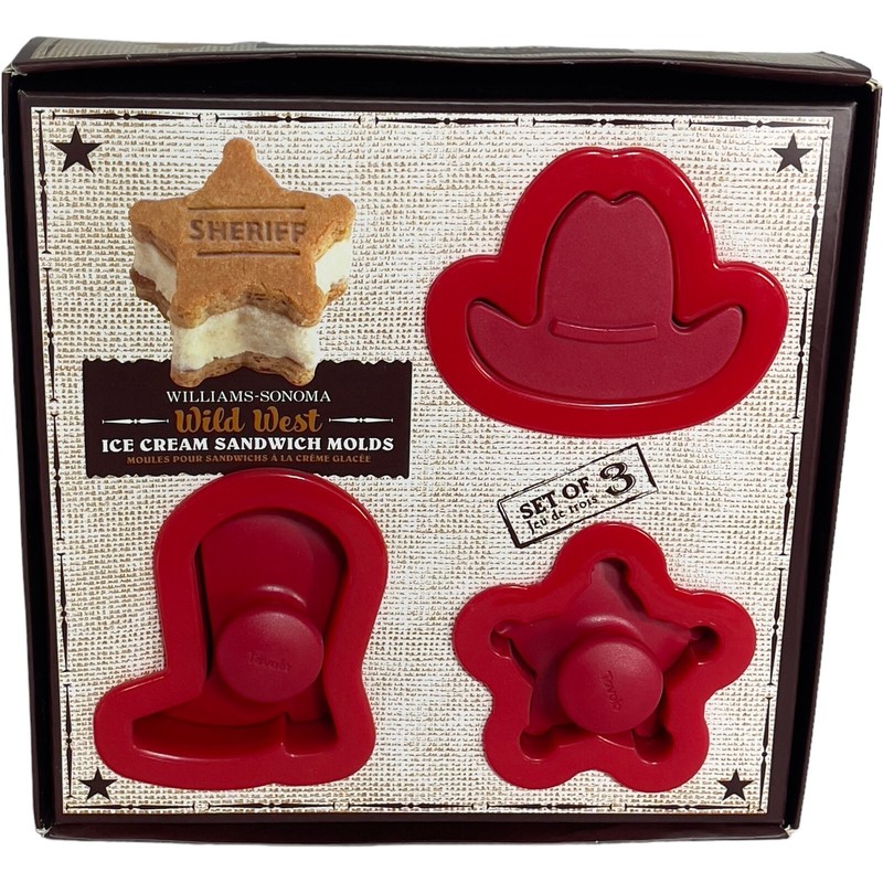 Wild West Williams-Sonoma Party Ice Cream Sandwich Molds Boot Hat Sheriff Cowboy
