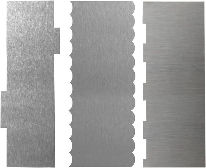 3 Pa Cake Scraper Smoother, Stainl Steel Double Ed Sided Patterned