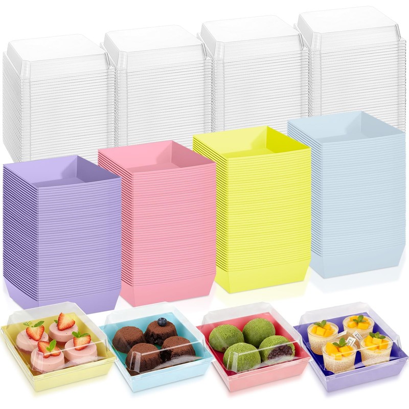 48 Pcs 5 Inch Small Charcuterie Boxes with Clear Lids Cake Slice Containers P…
