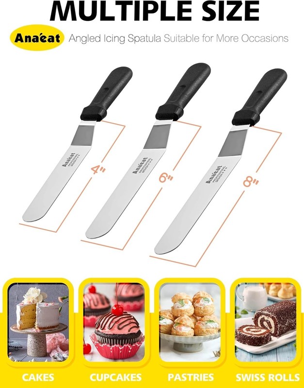 3Pcs Anaeat Offset Icing Spatulas, 6/8/10 Inch Stainless Steel gallery