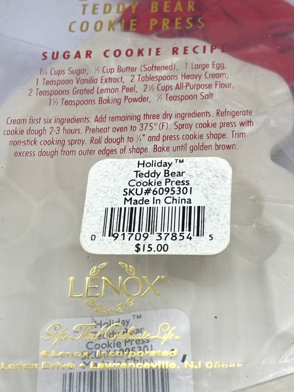 2 New Lenox Cookie Press Ornament Teddy Bear & Rocking Horse Ribbon for Hanging gallery