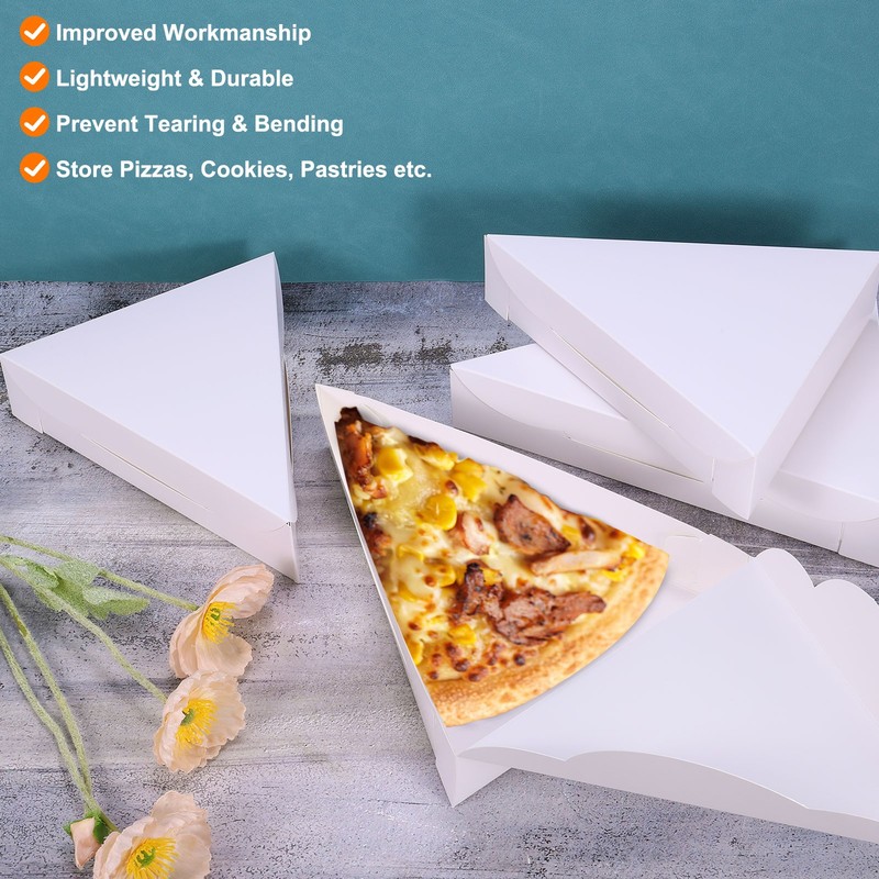 Pizza Boxes, 20Pcs 205x165x45mm - Triangle Pizza Slice Box (White) gallery