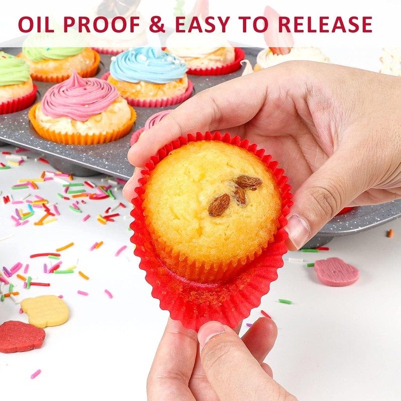 Standard Red Cupcake Muffin Liners 500-Count No Smell Food Grade & Grease-Proof gallery