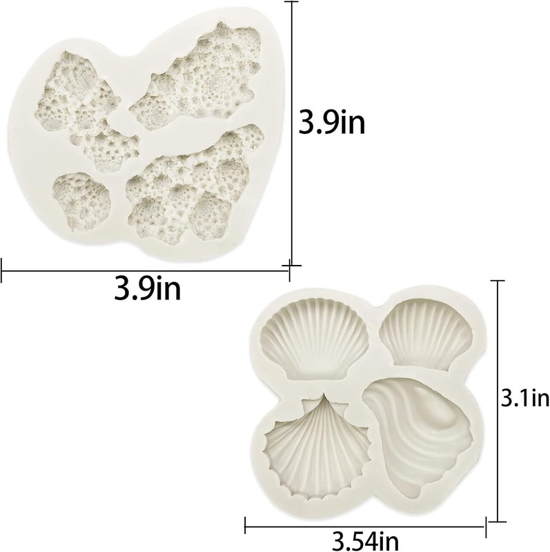 5 PCS Marine Theme Fondant Silicone Mold Seaweed Coral shell crab Shape DIY... gallery