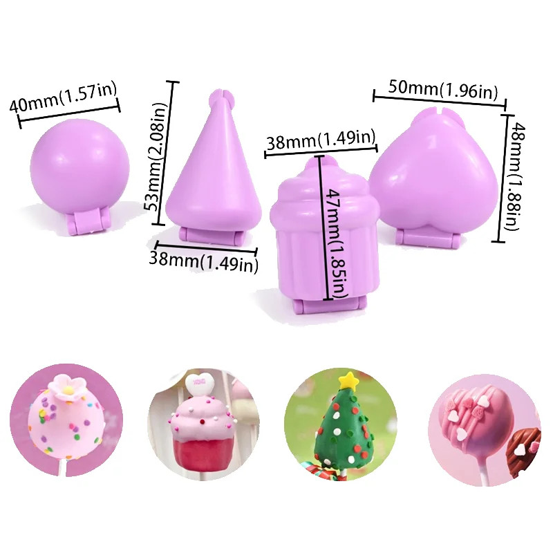 4Pcs/set Round Heart Cupcake Shape Lollipop Mold Plastic Cookies Cakes gallery