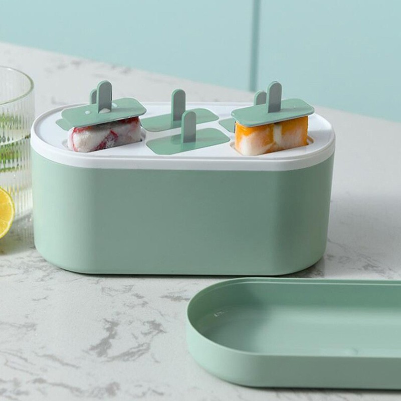 6 Grids Ice Cream Mold Ice Cream Making Tool Mold (Light Green)
