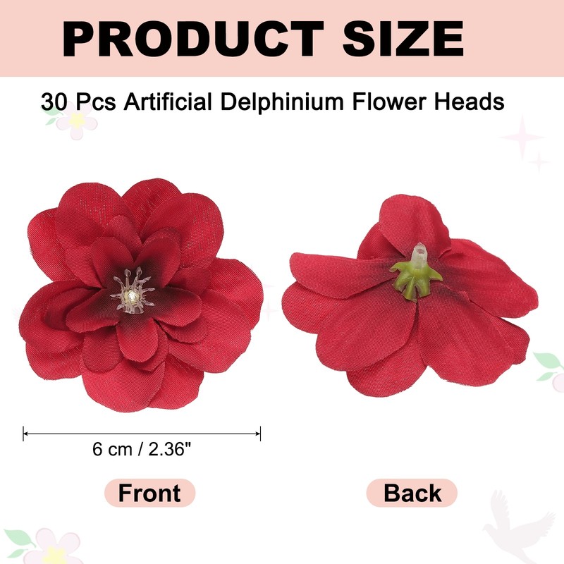 30 Pieces Artificial Delphinium Flowers, Fake Red Delphinium for Decoration gallery