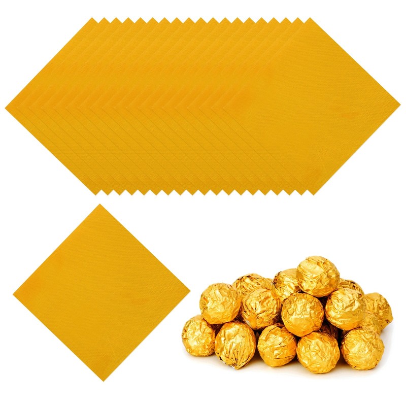 200 Pcs 4×4 Inch Foil Candy Wrappers Chocolate Wrapping Paper Light Gold