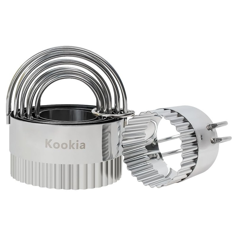 Stainless Steel Biscuit Cutters Set for Baking (5 Pieces) | Fluted Round Cook... gallery