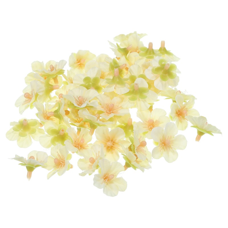 50Pcs 0.98″ Artificial Silk Cherry Blossom Flower Heads Fake for DIY, Yellow