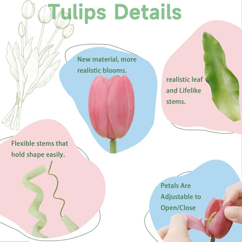Linsie 15 Pcs Light Purple Artificial Tulips Fake Flowers Premium Latex gallery