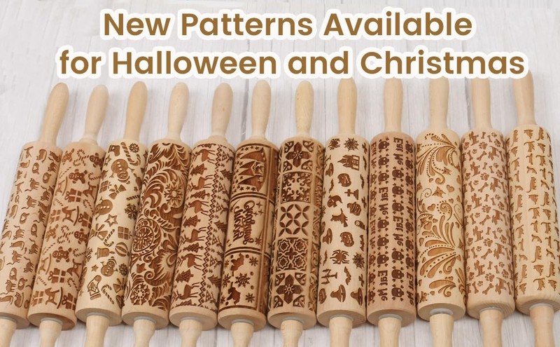 Christmas Embossed Rolling Pin for Baking 2"x2"x15", Snowman gallery