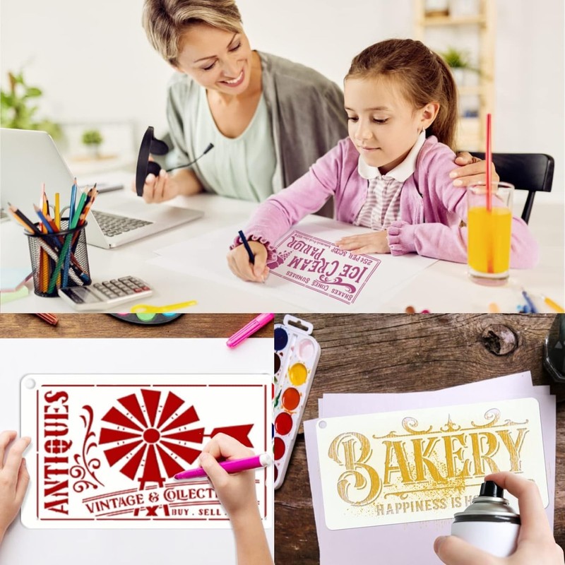 16Pcs Farmhouse Stencils Reusable Sign Painting Templates - Vintage Bakery, M... gallery