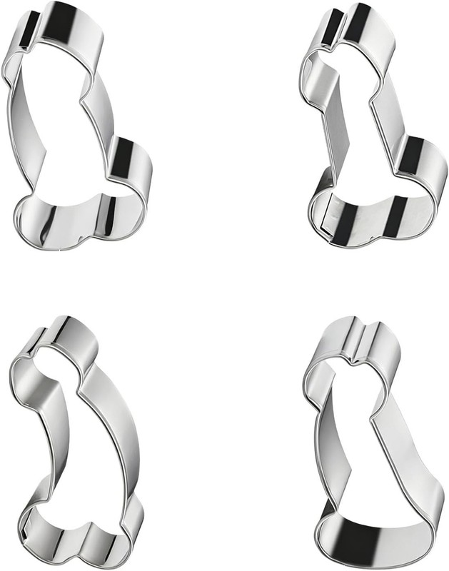 Funny Cookie Cutter Set 4-Pack Stainless Steel Biscuit Molds for Baking DIY