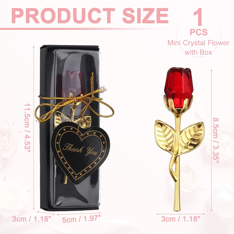 Mini Crystal Rose with Box, for Romantic Gift, Red & Gold gallery