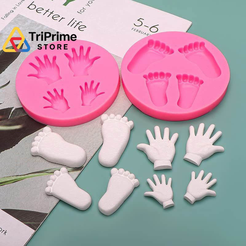 2pcs 3D Baby Feet Hands Silicone Molds for Random Color (Gray Or Pink) gallery