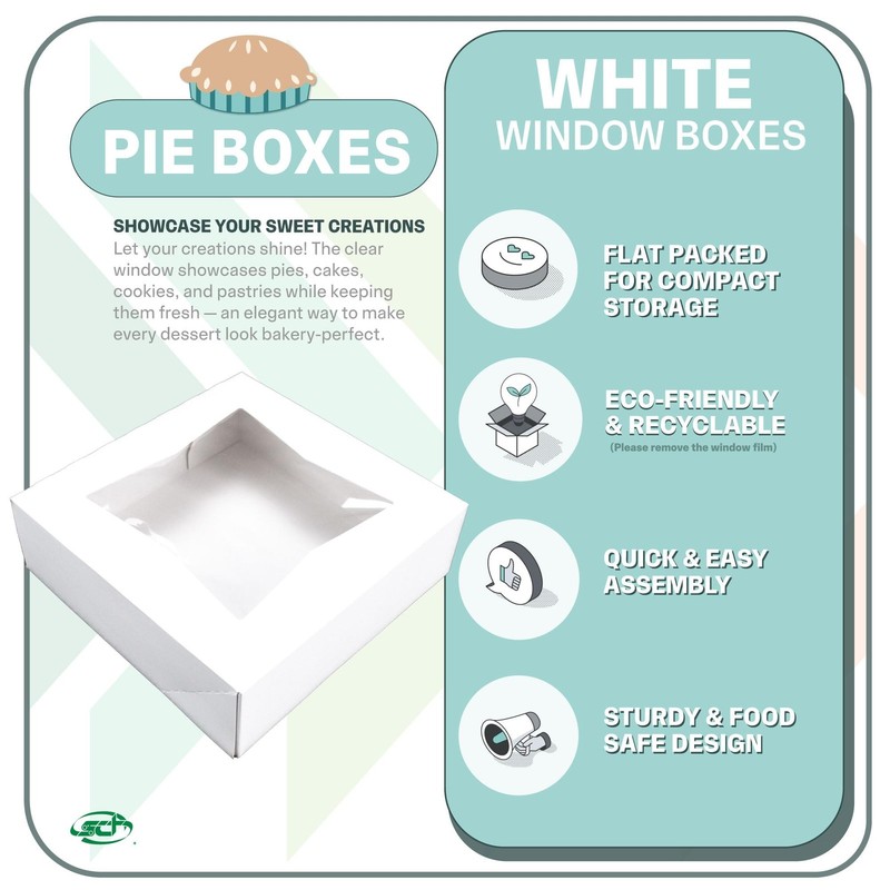 White Window Bakery Box (200 Pack) 9x9x2.5, Auto Pop-up Bakery Carrier for Pi... gallery