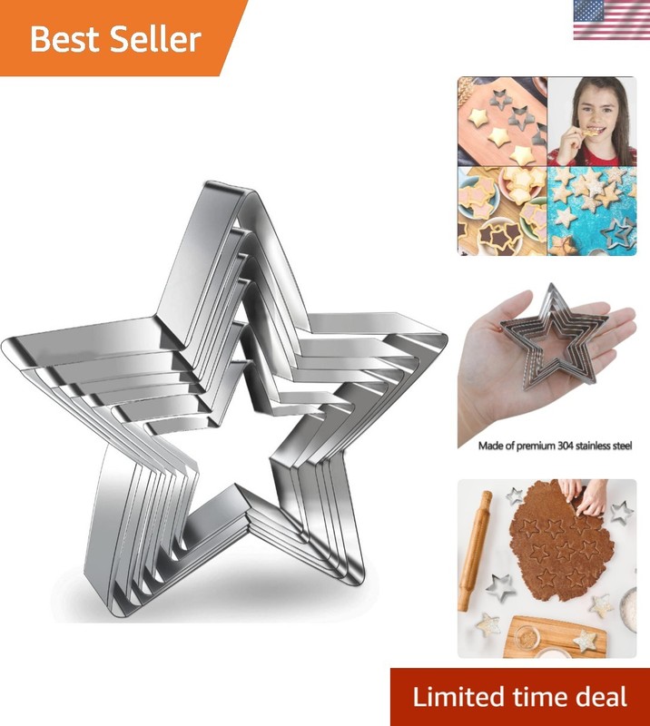 Assorted Star Cookie Cutters – 6 Durable Stainless Steel Shapes for Baking Fun!