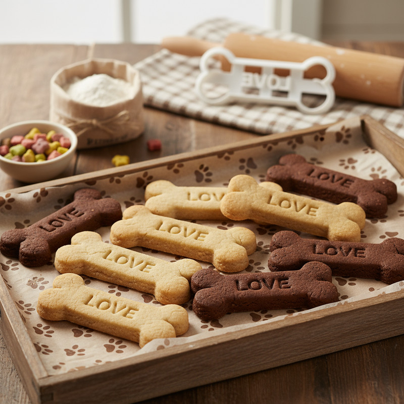 I WOOF U & LOVE Dog Bone Cookie Cutters Set (3.5") - homemade pet treats canine gallery